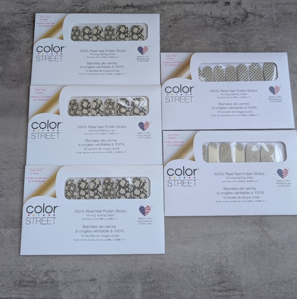 Lot of 5 Color Street 100% Real Nail Polish Strips Stickers Overlays